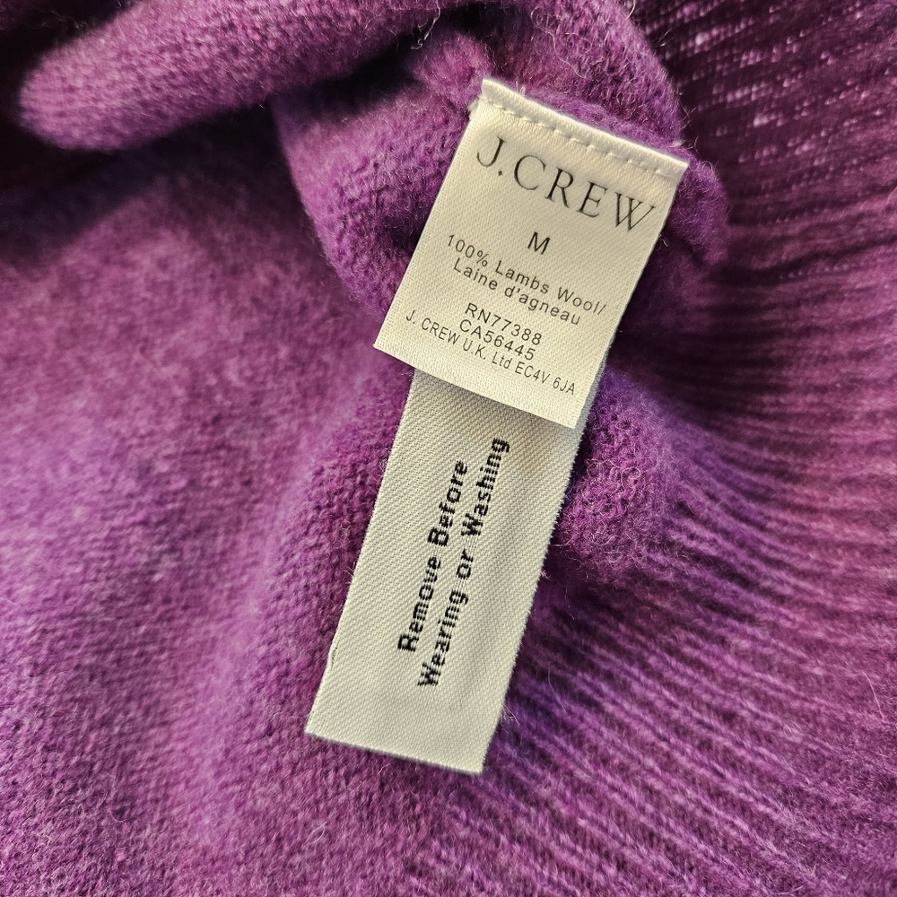 J.Crew NWT MEDIUM Lambs Wool Pullover Sweater Crewneck Purple Stretch NEW - Picture 5 of 8